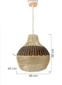 Medidas do Lúminaria Pendente Rattan de Palha Nova Guine Detalhes